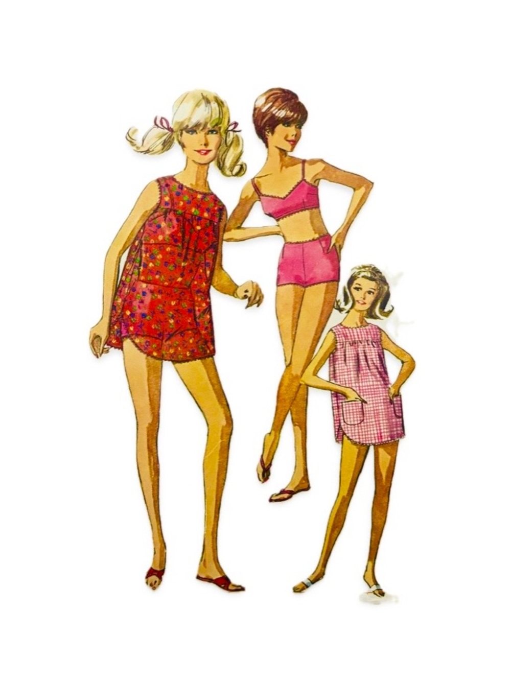 Vintage 60s Bathing Suit Sewing Pattern Simplicity 6546 Bikini & Swim Coverup